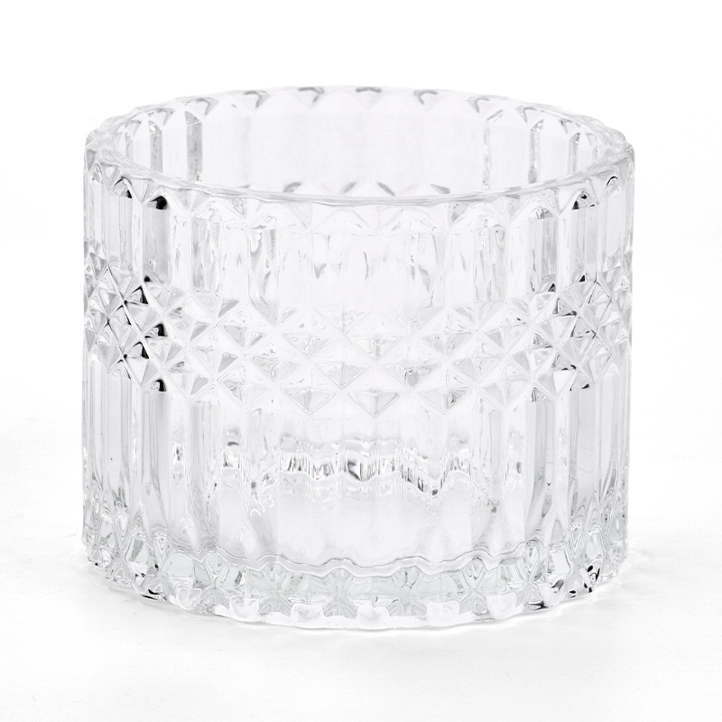 500ml Glass Candle Jars Embossed Glass Vessels for Candle Making