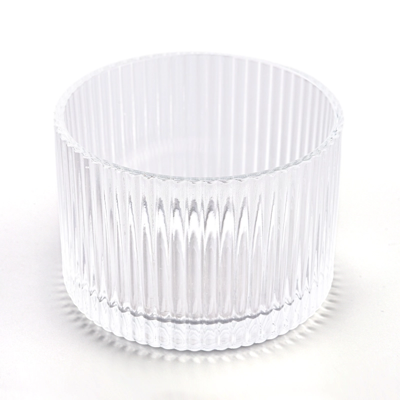 Luxury High Quality Stripe Glass Candle Vessels Ribber Glass Candle Jars For Decoration Luxury High Quality Stripe Glass Candle Vessels Ribber Glass Candle Jars For Decoration