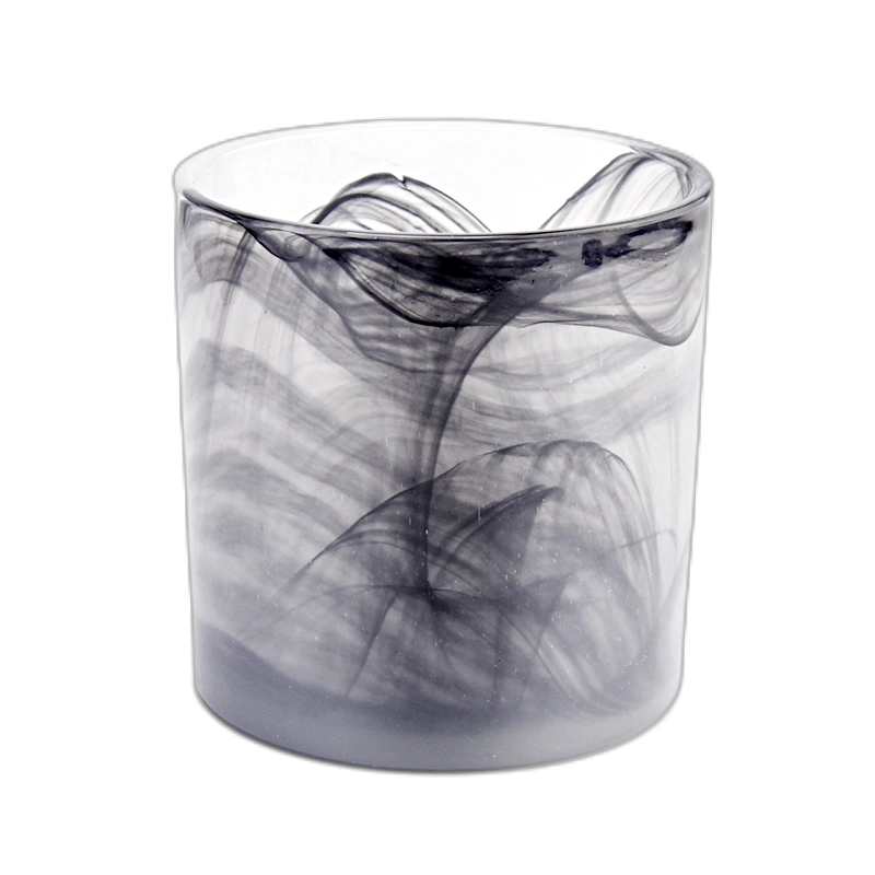 Luxury black glass candle jar with unique design wholesale