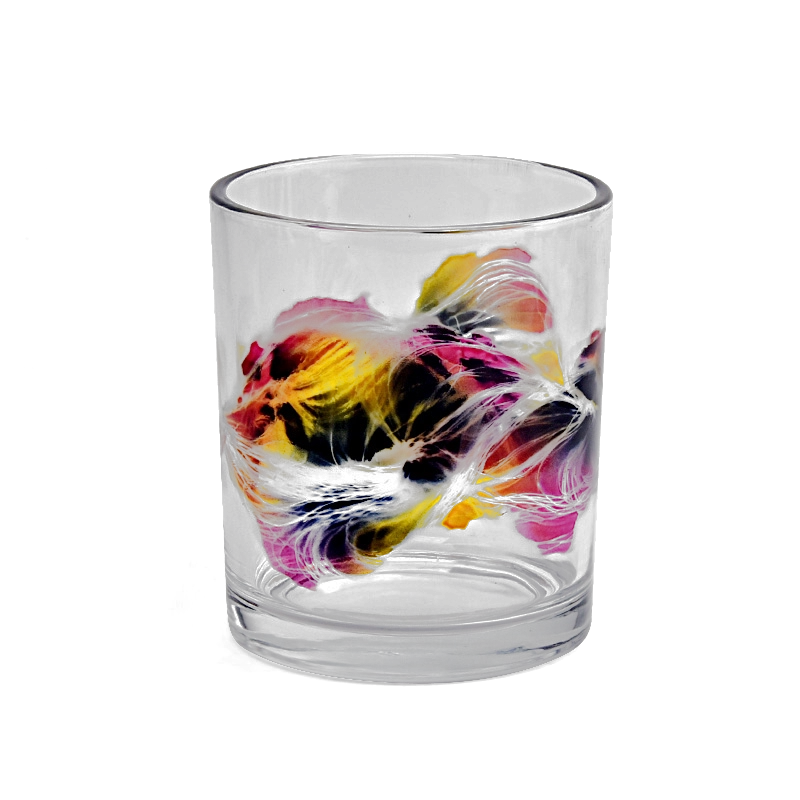 Low MOQ Custom Printing Glass Candle Jar 10oz Glass Candle Holders