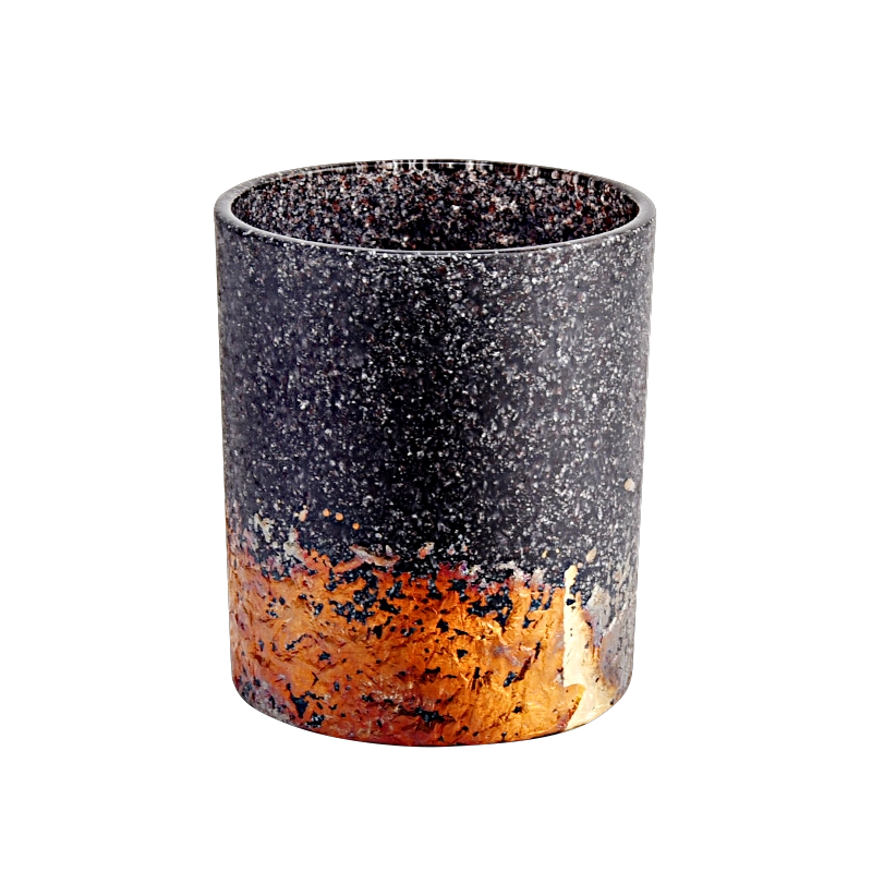 Unique Decoration Black Glass Candle Jars Sanding Glass Candle Holders