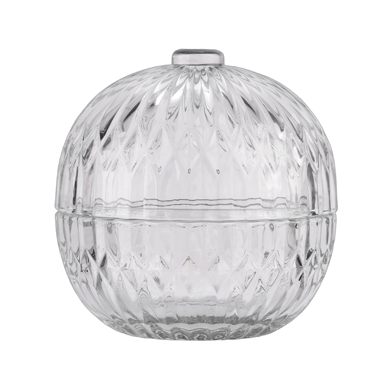 Ball Shape Glass Candle Vessels Latest Unique Customize Round Glass Candle Jar With Lid for Christmas