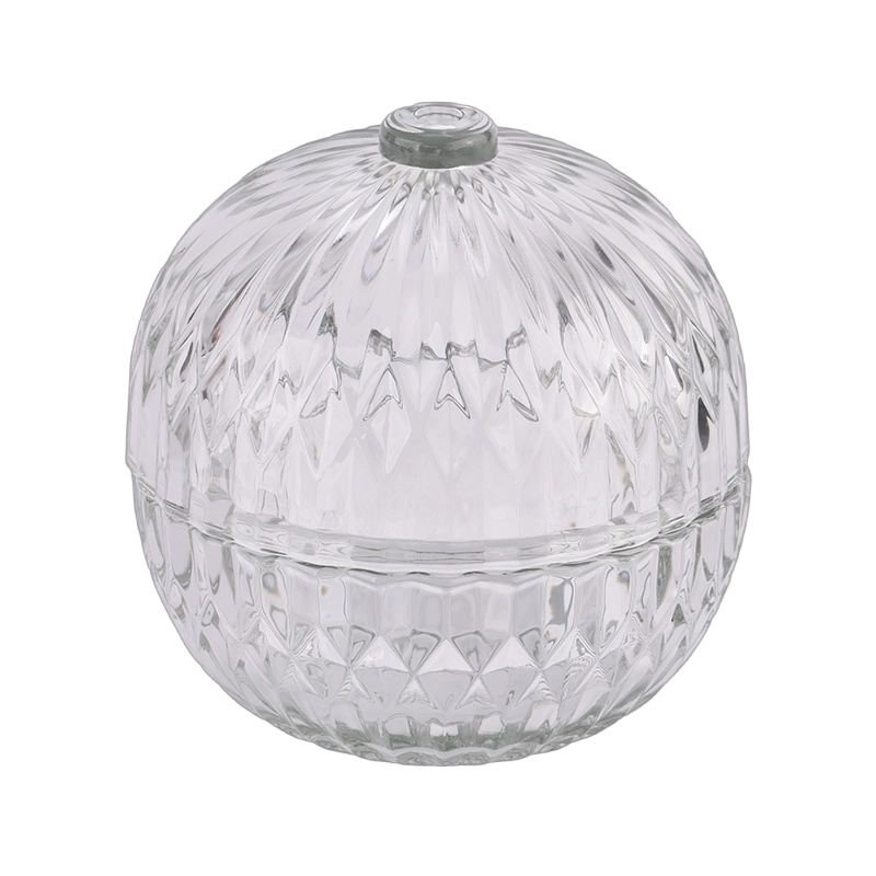 Ball Shape Glass Candle Vessels Latest Unique Customize Round Glass Candle Jar With Lid for Christmas