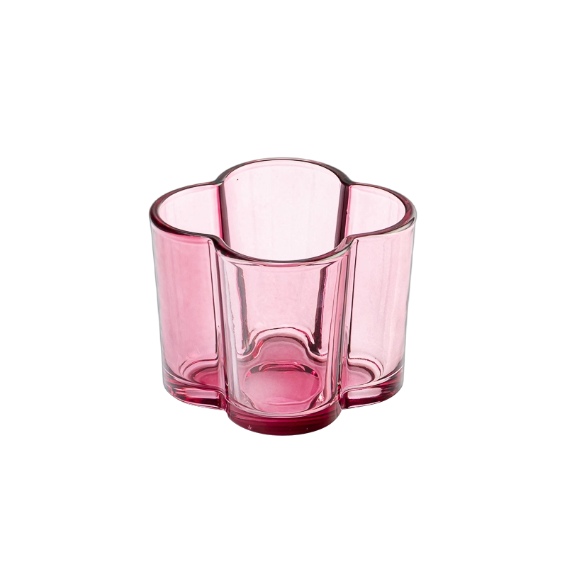 Flower Shaped 8oz Glass Container Scented Candle Holder Wholesaling