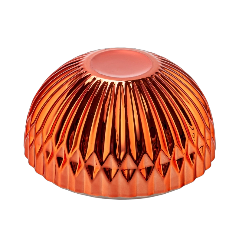 wholesale round shape glass candle jar with orange color