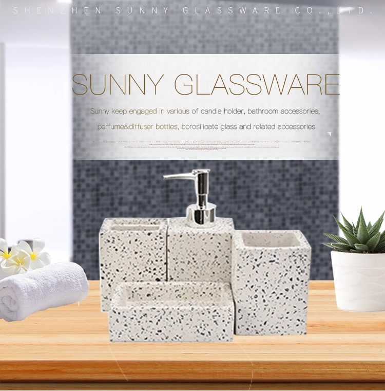 toothbrush holder and soap dispens concrete bathroom accessories set