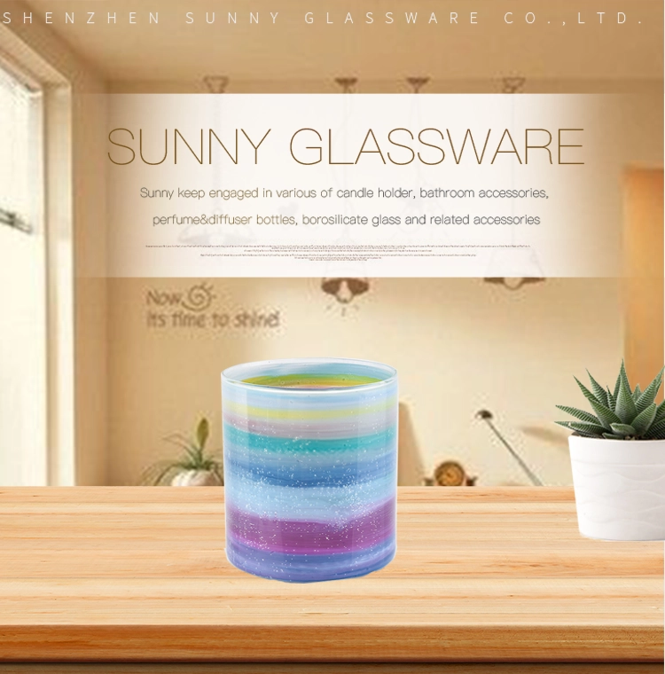 cylinder colorful glass candle jar tumblers for home wedding party