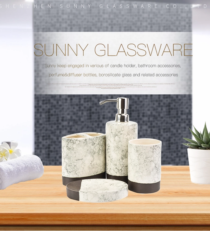 china modern marbled ceramic women bathroom accessories set in black