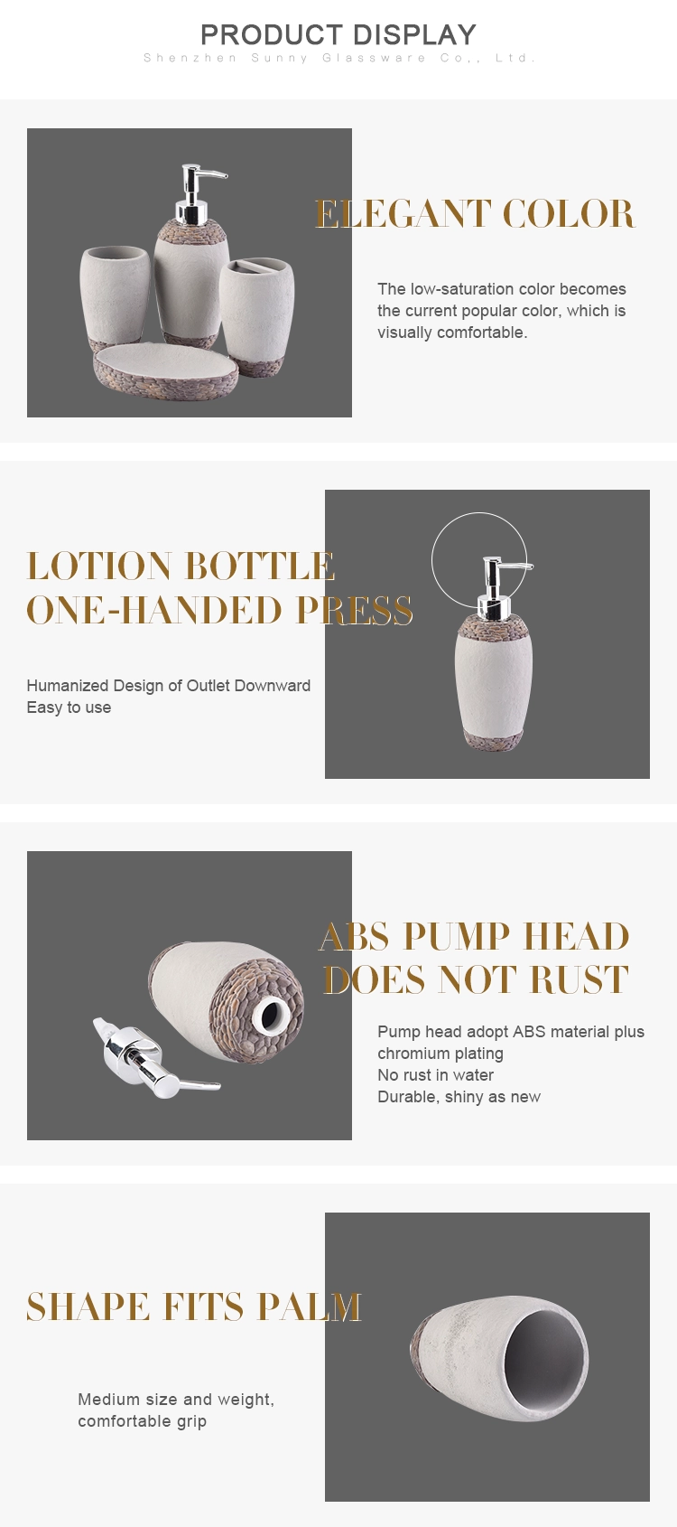 luxury vintage simply concrete accessories bathroom kit set for 5 star hotel