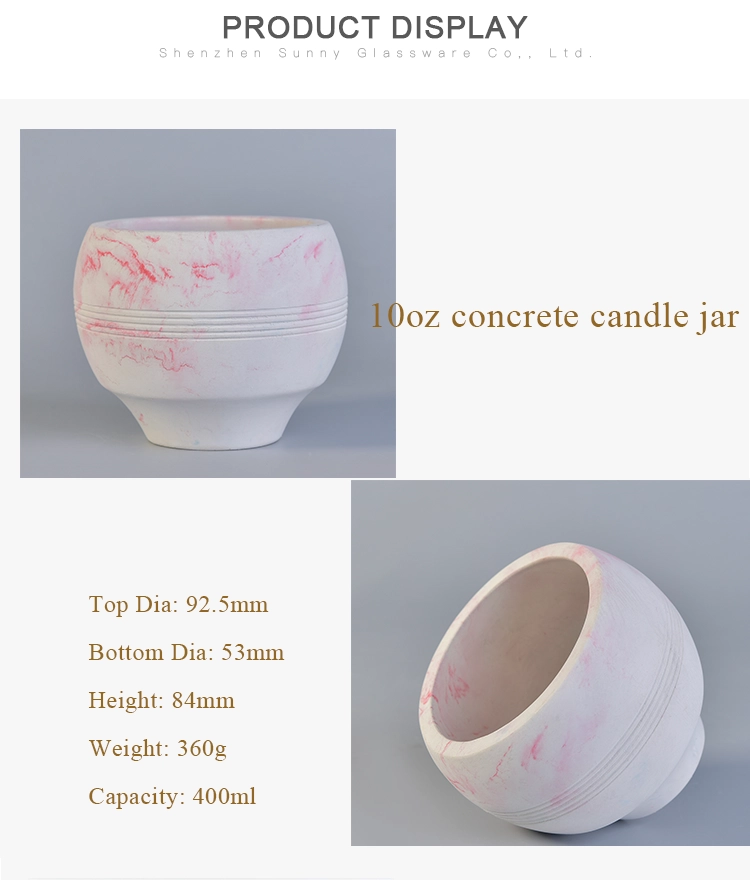 cheap modern fashionable pretty concrete round empty oil candle holders 10oz