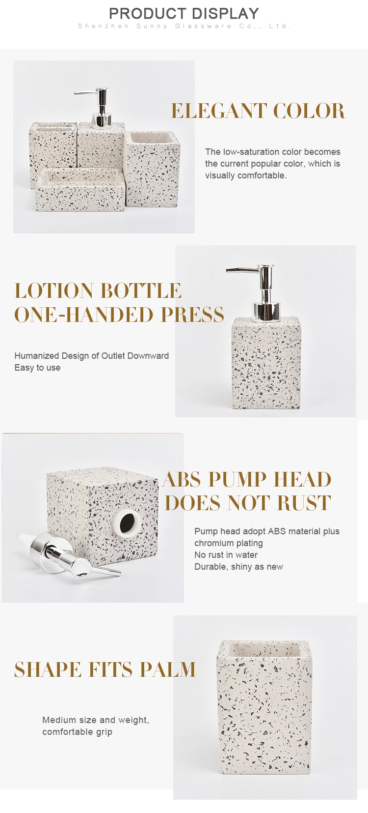 toothbrush holder and soap dispens concrete bathroom accessories set