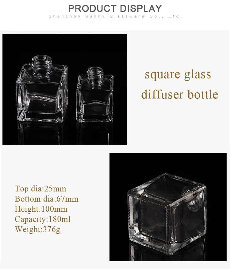 Wholesale home fragrance reed diffuser square glass diffuser bottle air freshener