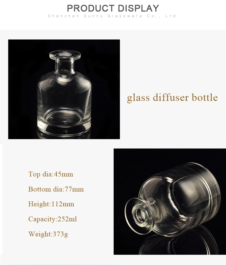 252ml luxury round decorative frosted glass reed diffuser bottle
