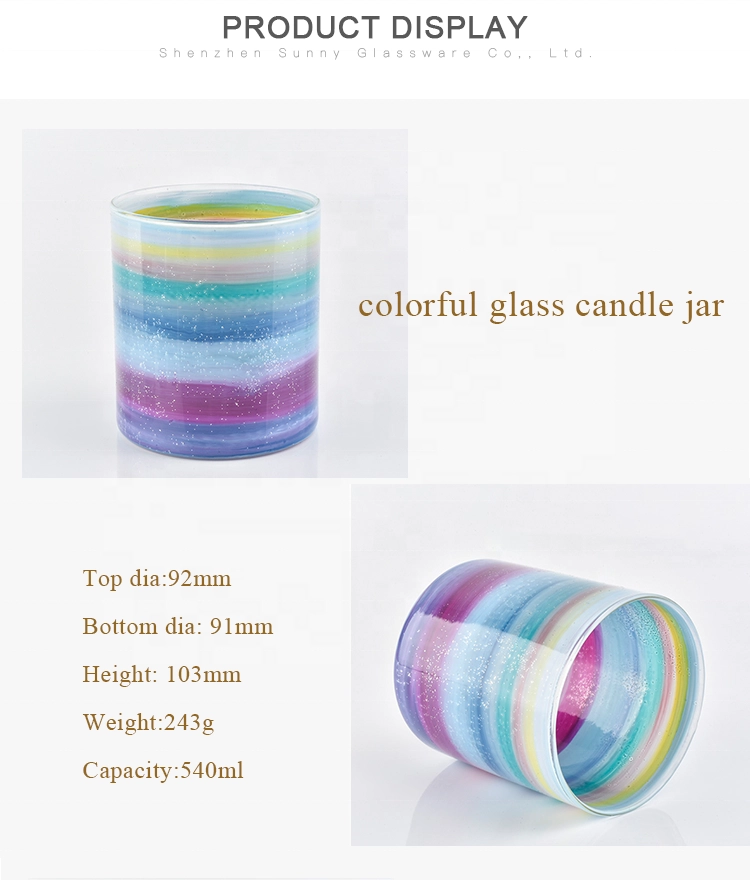 Rainbow Pattern Hand Blown 750ml Candle Container Wholesale