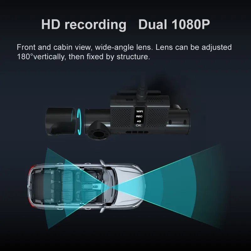 Mini Dual lens 4G Wireless Dashcam Driving Recorder with GPS Tracking for Taxi Truck Bus