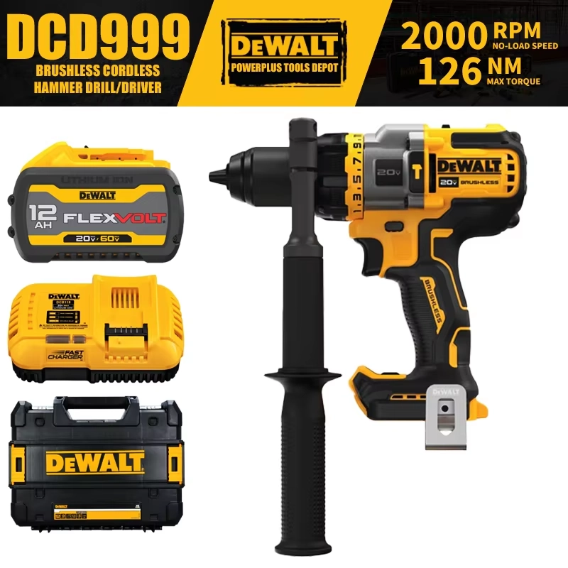 DCD999 1/2in فرش مثقاب طرق لاسلكي سائق عدة 20 فولت أدوات مطرقة تأثير الحفر 2000 دورة في الدقيقة 126NM محرك متغير