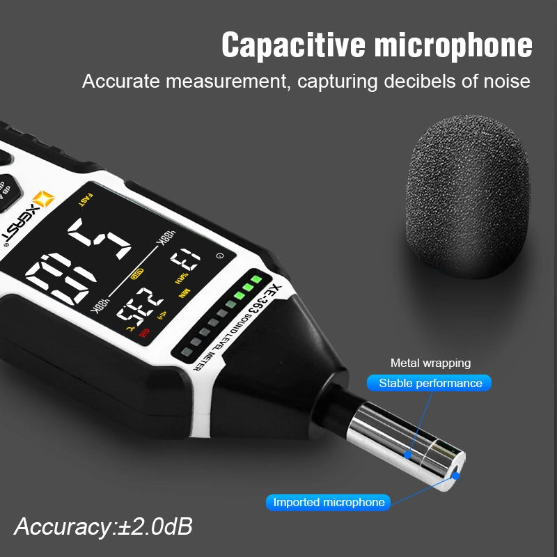 XE-363 Professional Noise Tester Digital Decibel Meter Home Ambient Sound Level Meter 30-130dB Noise Detector DBA/dBC Accuracy