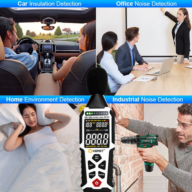 XE-363 Professional Noise Tester Digital Decibel Meter Home Ambient Sound Level Meter 30-130dB Noise Detector DBA/dBC Accuracy