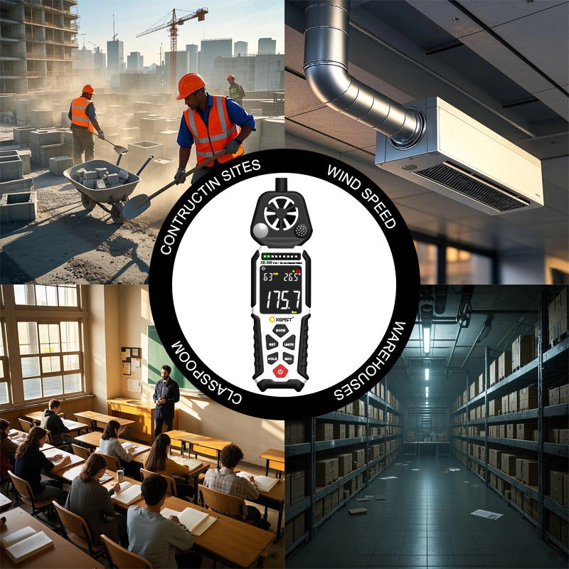 5-in-1-Umwelttester mit hoher Genauigkeit und dreifarbigem Alarm XEAST XE-368 Multifunktionales Handmessgerät