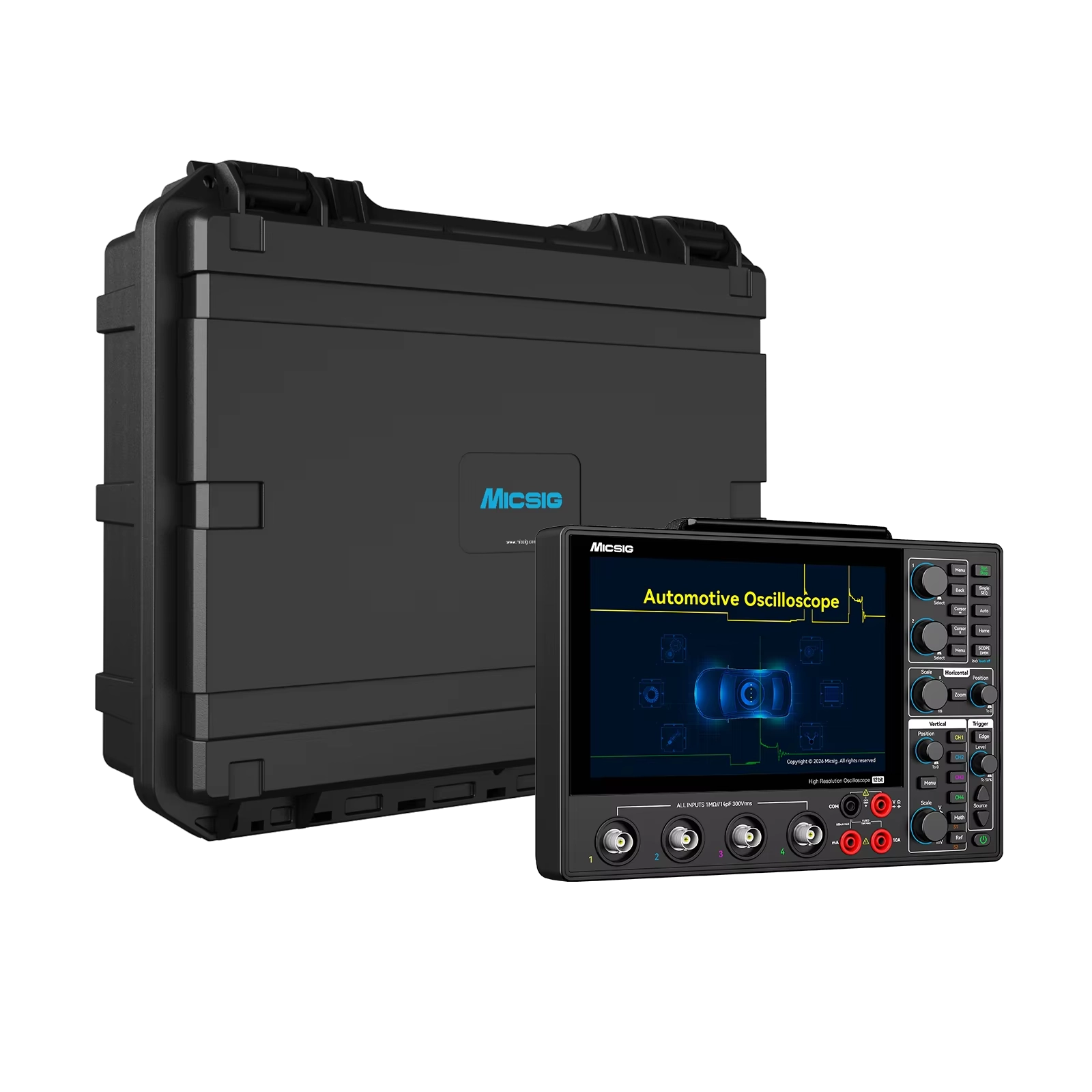 Micsig AHO14 راسم الذبذبات الرقمي عالي الدقة للسيارات 12 بت 200 ميجا هرتز عرض النطاق الترددي 4 قنوات 1GSa/s معدل أخذ العينات 110Mpts