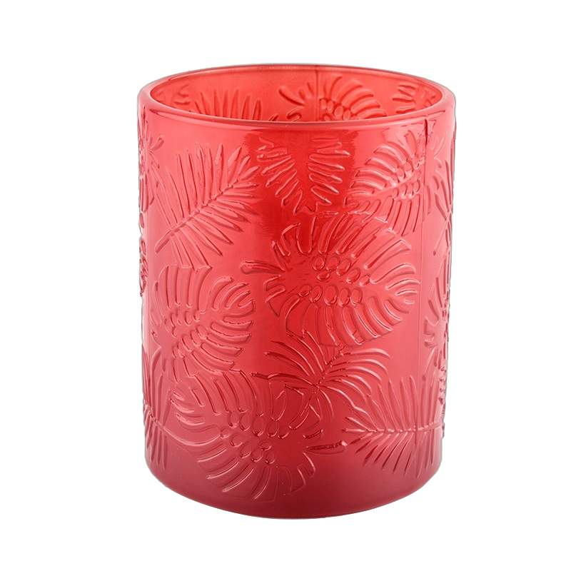 luxury embossing palms pattern glass candle jars luxury embossing palms pattern glass candle jars