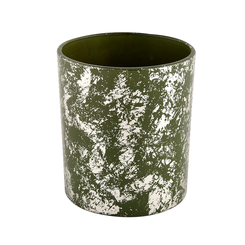 Luxury Cylinder gold green Glass candle jar for Home Decoration Luxury Cylinder gold green Glass candle jar for Home Decoration