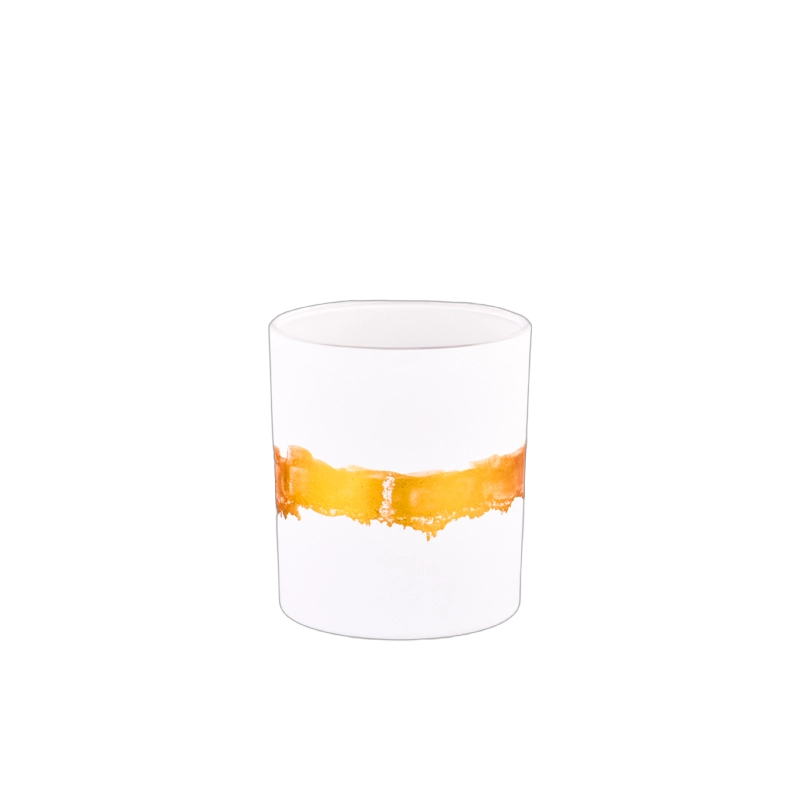 Wholesale matte white hand painted gold glass candle jars