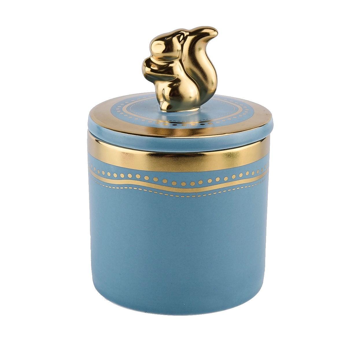 hot sales blue ceramic candle jar with handing lid