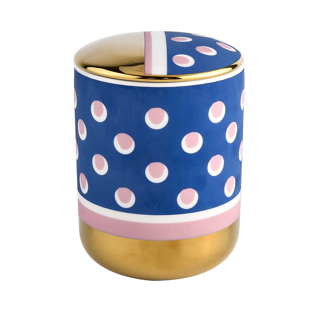 luxury gold decal with hand paint artwork ceramic candle jar
