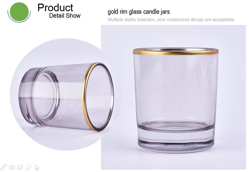 gold rim glass candle jar