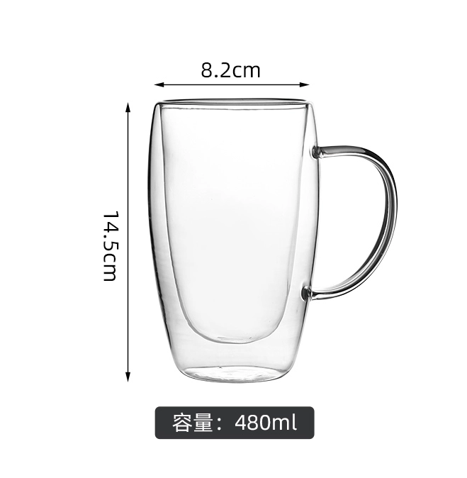 Tasse double couche de grande capacité de 480 ml 16 oz en gros avec poignée. Usine source. Prêt à expédier