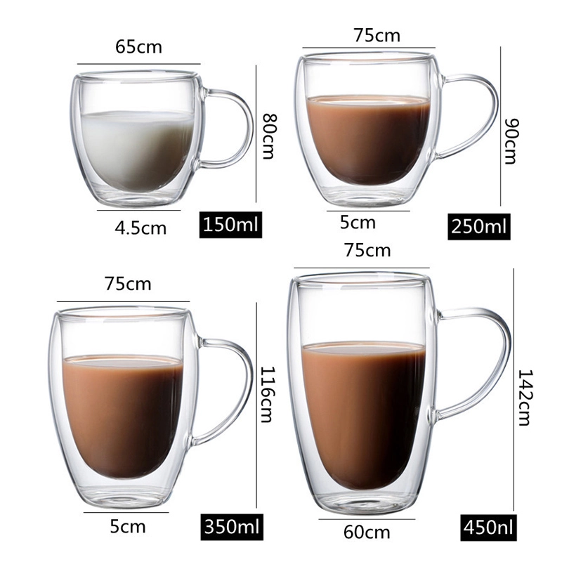 Tasse double couche de grande capacité de 480 ml 16 oz en gros avec poignée. Usine source. Prêt à expédier