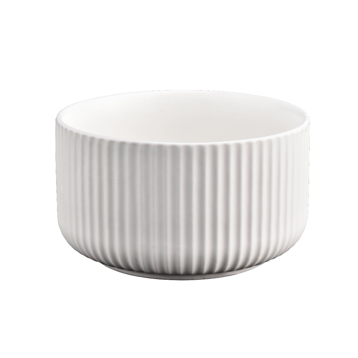 Striped Pattern Matte Whilte Ceramic Candle Vessels