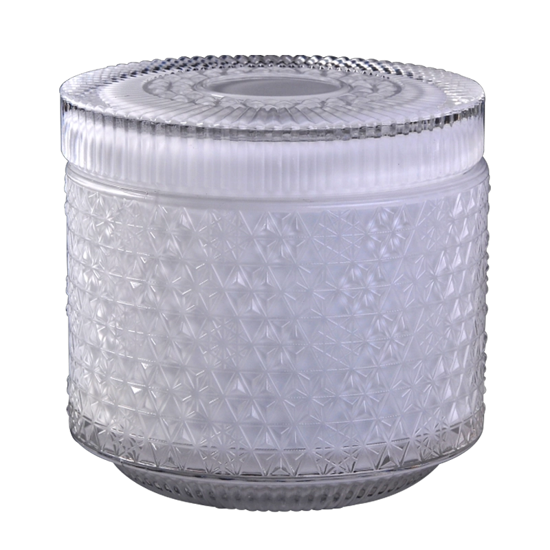 25oz 720ml luxury glass candle jars and lids wholesale snowflake pattern design