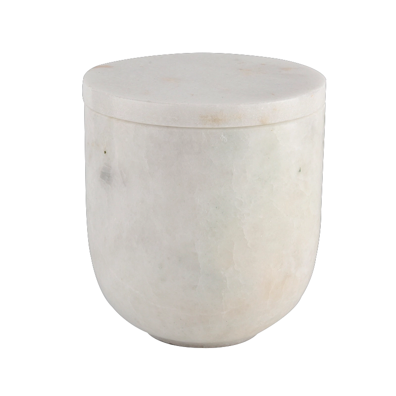 Velkoobchod 14 oz 16 oz mramorový bílý válec svíčka držáku s víčky pro svatbu