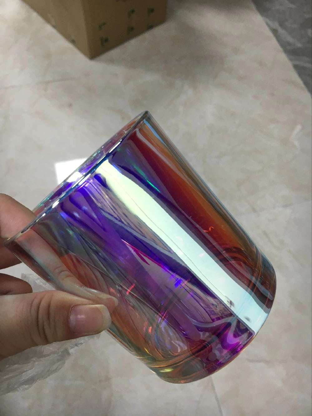 8oz 10oz 12oz Iridescent glass candle jars candle containers