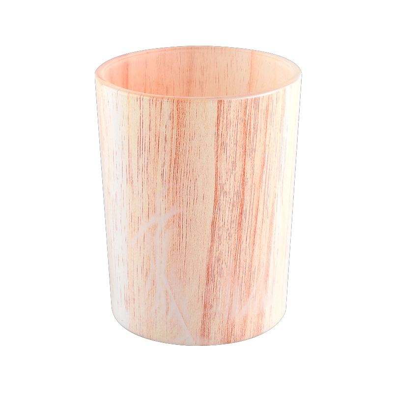 Hot salg 8 oz 10 oz orange linje effekt cylinder glas stearinlys krukke til bryllup