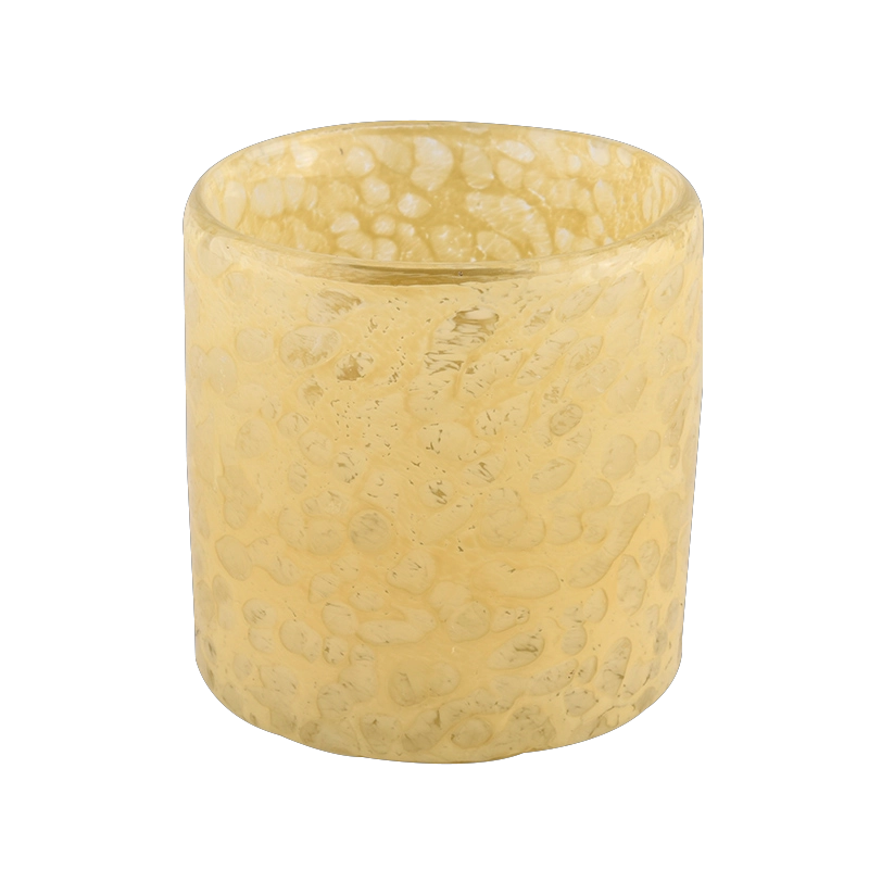 spindelnätsmönster benvit matt finish 10oz handgjord ljusstake i fläckigt glas