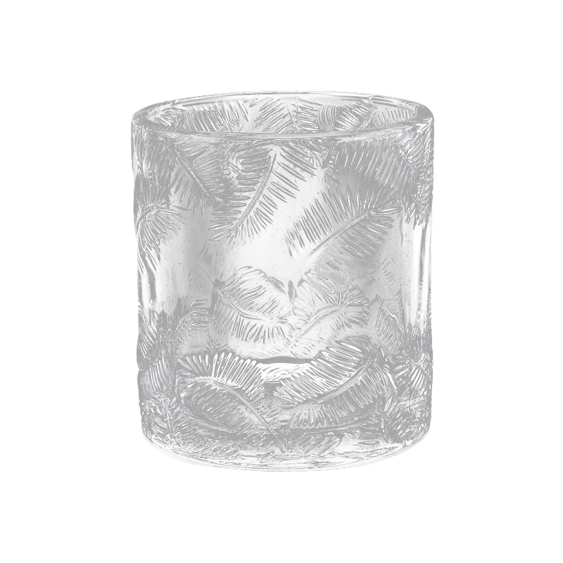 new design plant pattern glass candle jar for making 