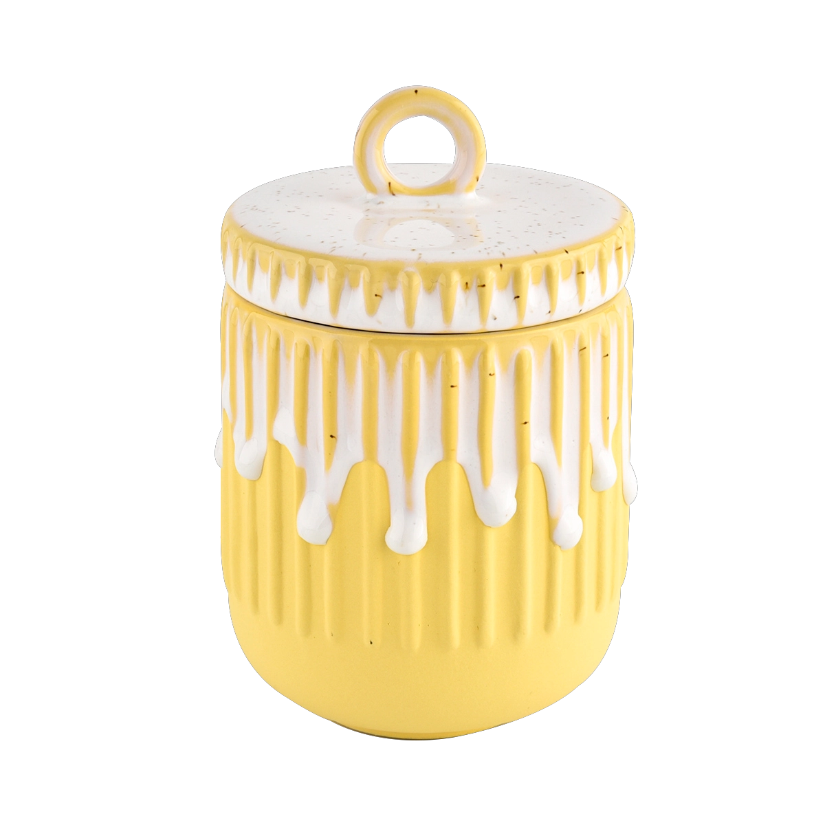 Bougeoir en céramique dorée de 400 ml avec couvercles pour la vente en gros
