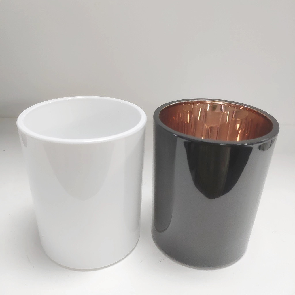classic glossy white and black glass candle vessels wholesale