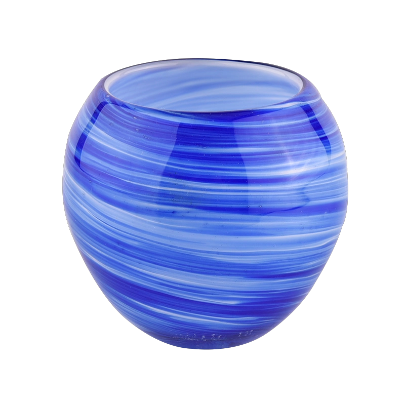 Sunny glassware luxury blue and white 10oz glass candle holder for supplier Sunny glassware luxury blue and white 10oz glass candle holder for supplier