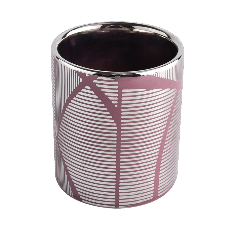 10oz Ceramic candle jars with ribbed for home decor