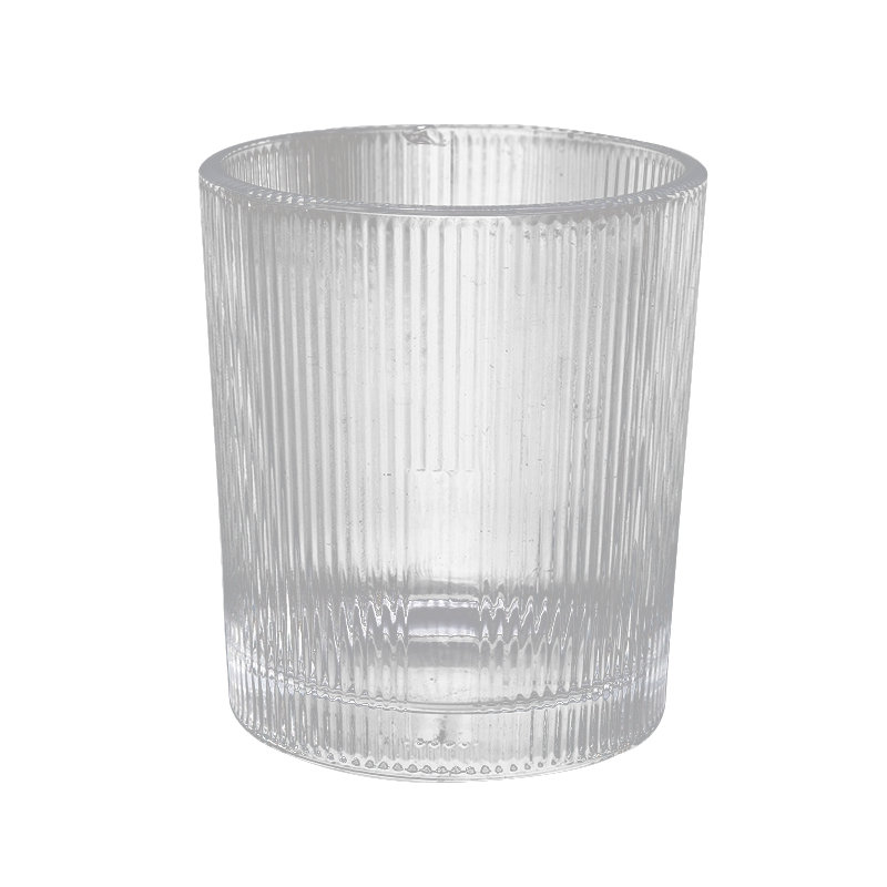 Round Vertical Stripes Candle Clear Glass Jar Wholesale