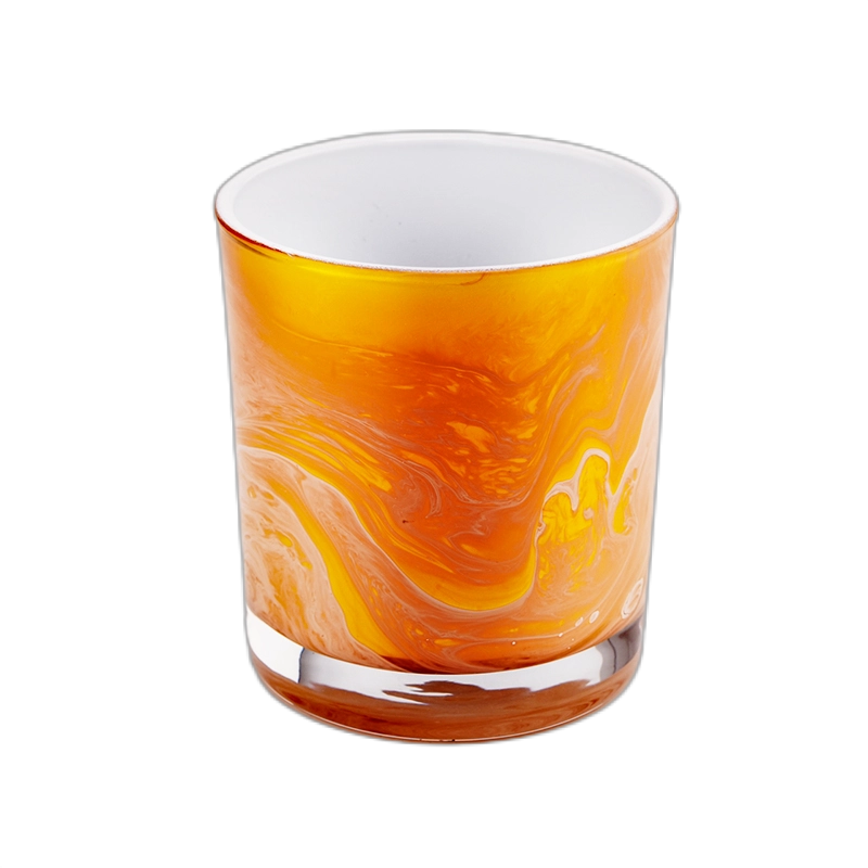 glossy orange custom decorative 8oz glass candle jars