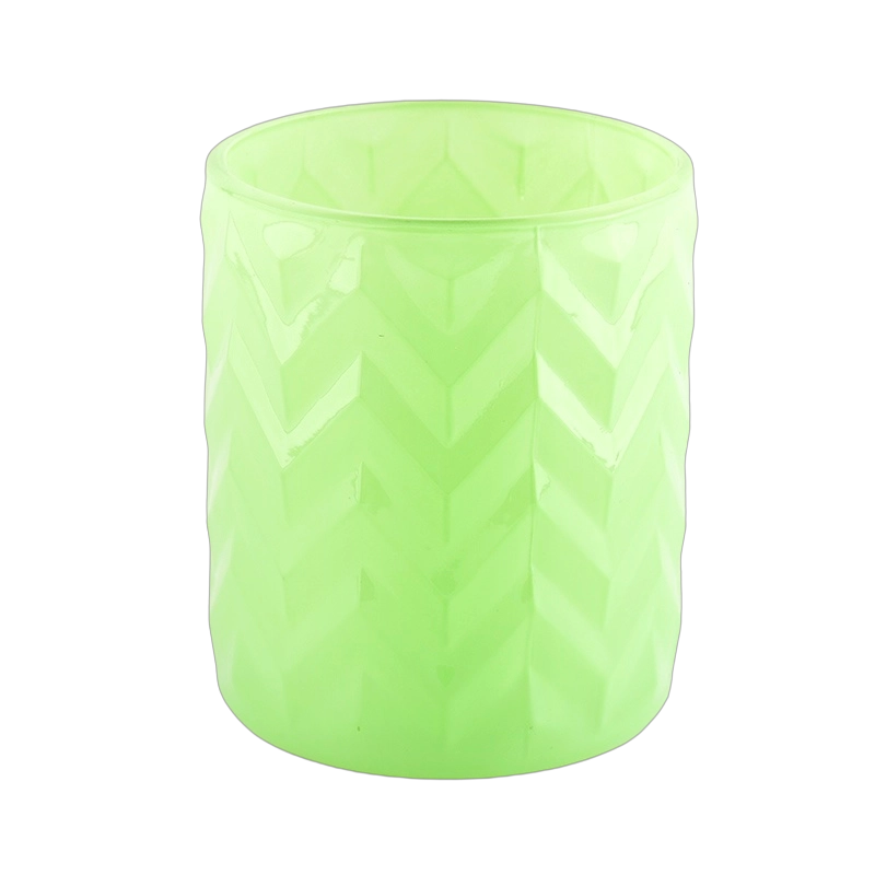 unique wave design glass jars for candles green 400ml wholesale