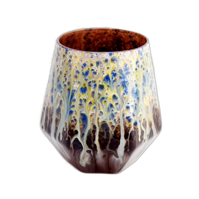luxury decoration glass candle jar with shape design