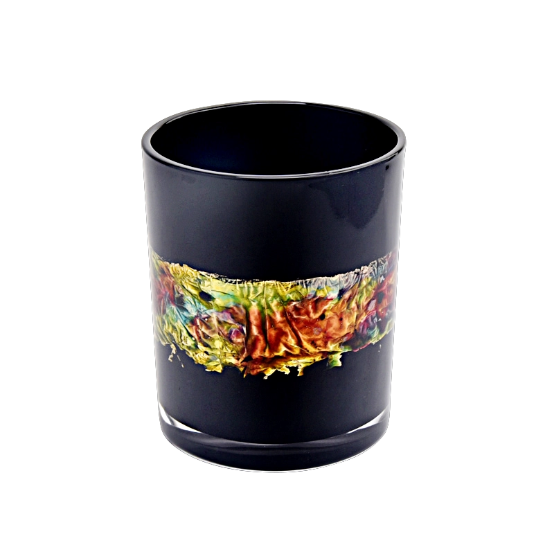 luxury 14oz black hand paint glass candle holder
