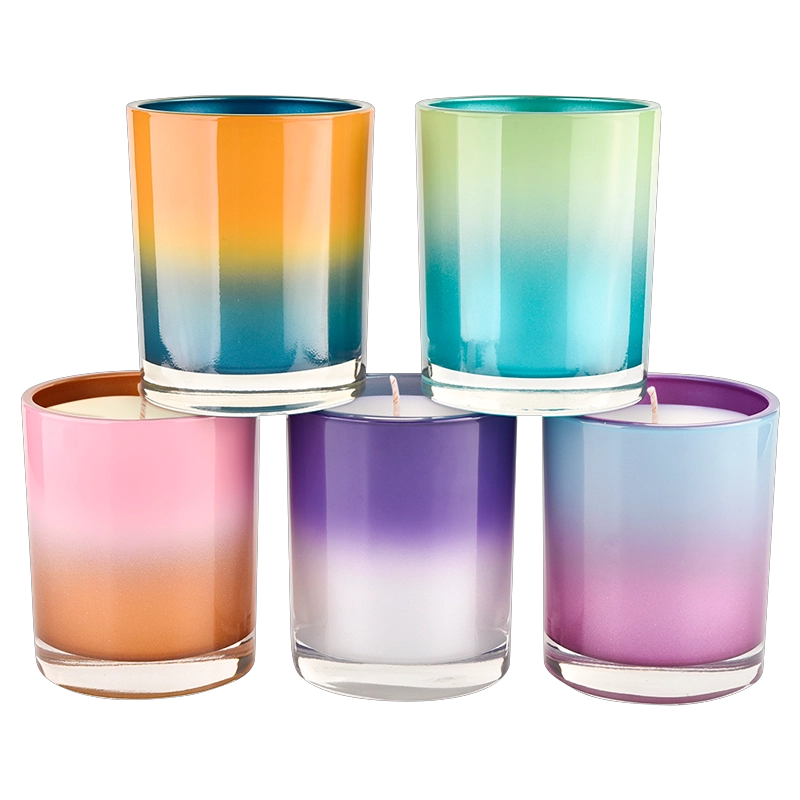 Custom Beautiful Ombre Color Glass Candle Holders 8oz Candle Glass Wholesale
