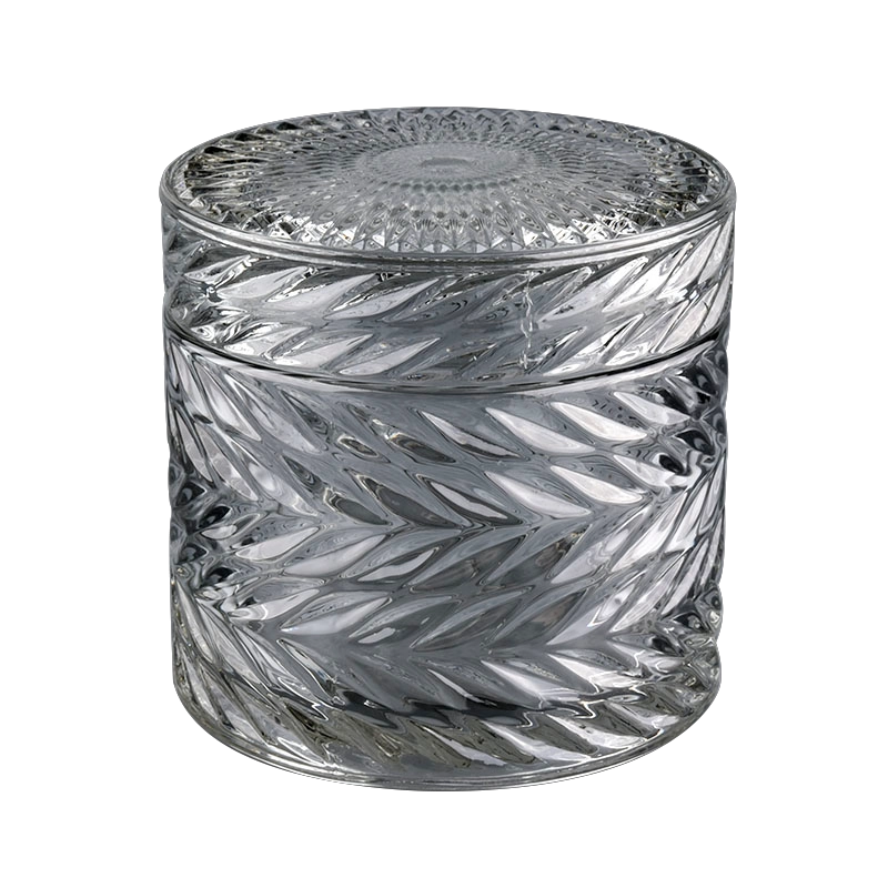 elegant leaf design glass candle jar with lid elegant leaf design glass candle jar with lid